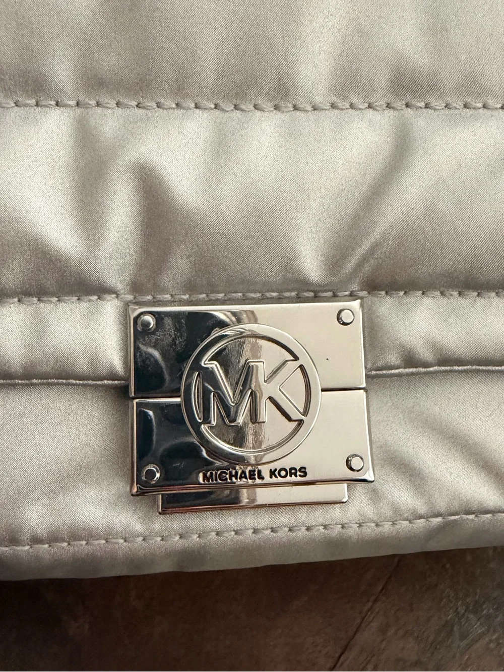 NWT Michael Kors Rory MD Flap Xbody Silver Crossbody Bag